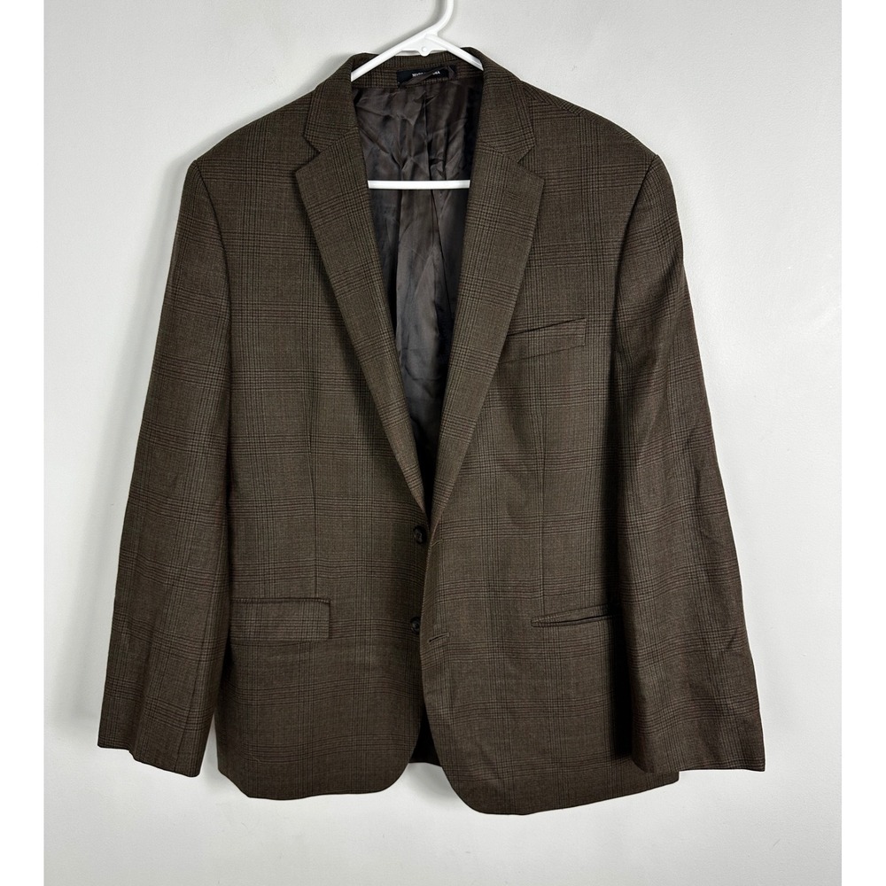 Lauren Ralph Lauren Mens Wool Blazer 44R Slim Brown Glen Plaid Sport Coat
